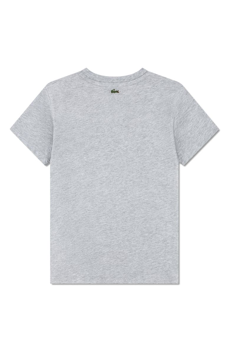 Lacoste Kids' Puff Logo Organic Cotton T-Shirt, Alternate, color, Argent Chine Heather