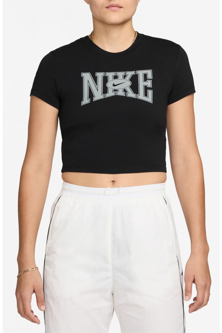 Sportswear Slim Crop T-Shirt, Main, color, BLACK
