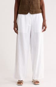 Eileen Fisher Wide Leg Organic Linen Ankle Pants
