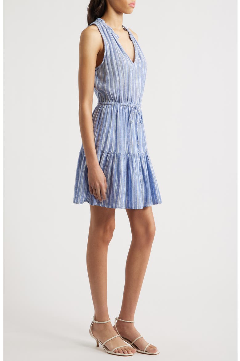 Albany Stripe Tiered Linen Blend Dress, Alternate, color, LAKE VIEW STRIPE