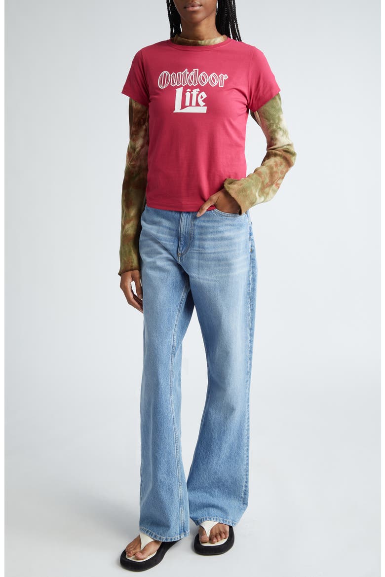Outdoor Rhinestone Organic Cotton Fitted T-Shirt, Alternate, color, PINK