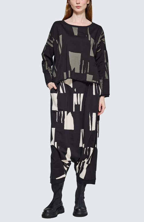 Luukaa Nerina Cropped Graphic Blouse In Black