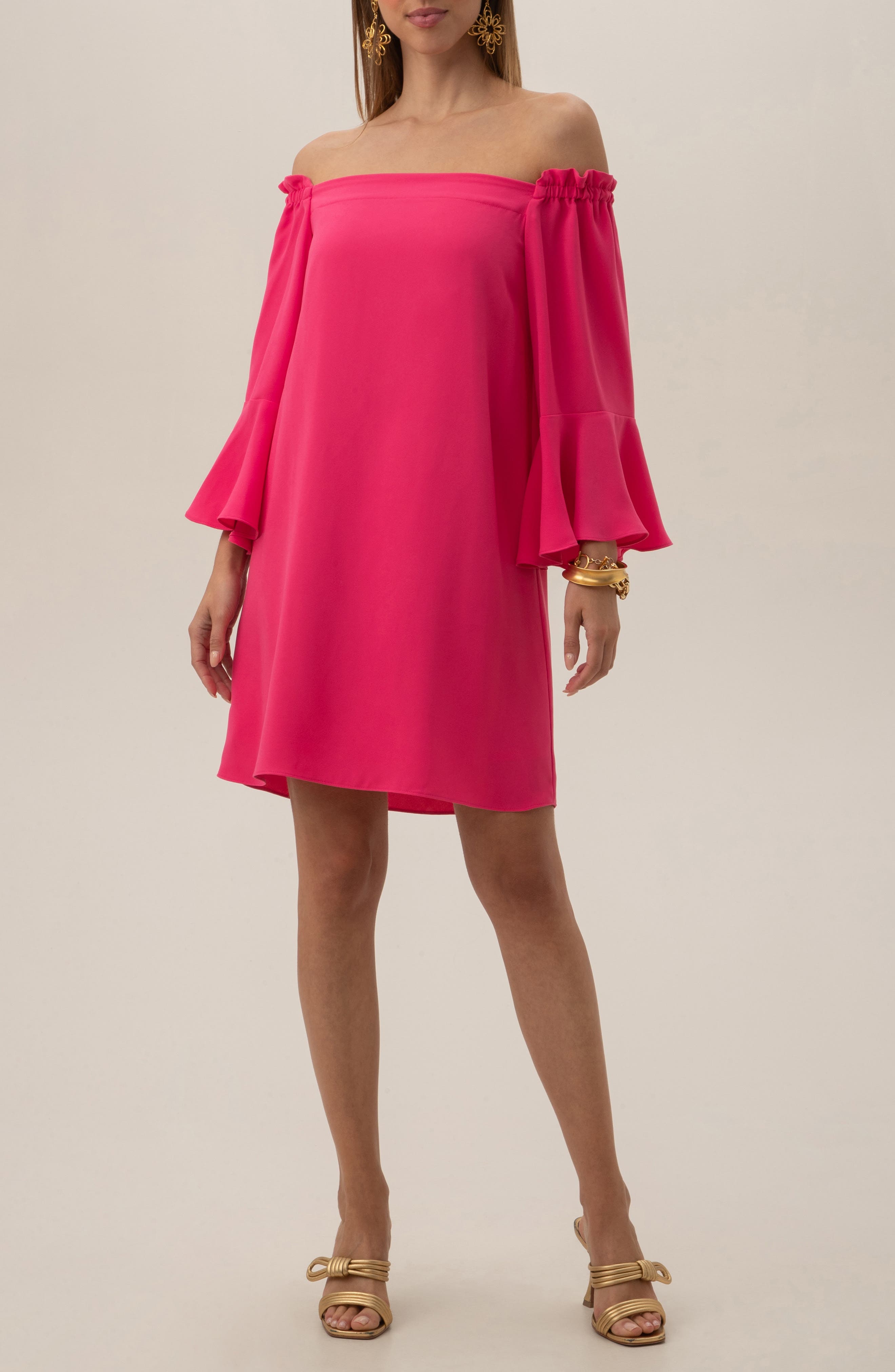 Trina Turk Knox Long Sleeve Off the Shoulder Dress