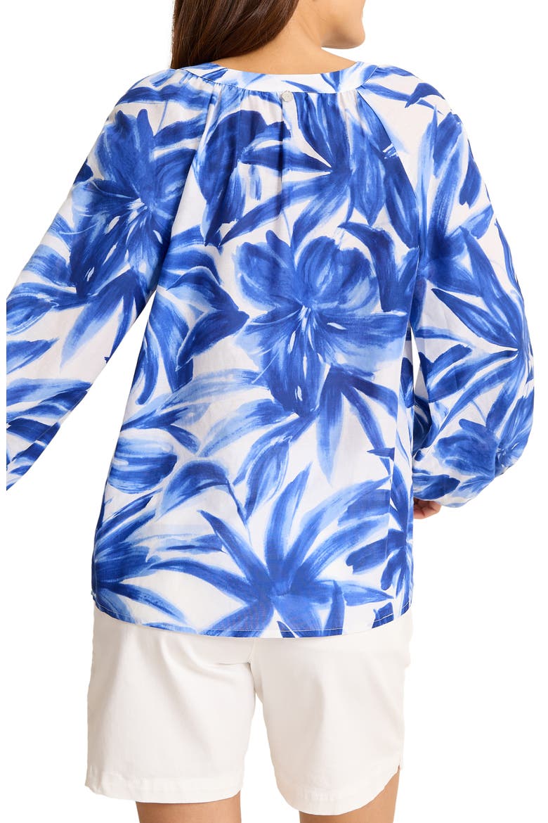 Bravo Blooms Cotton & Silk Peasant Top, Alternate, color, WHITE