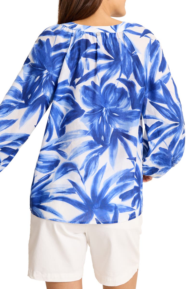 Tommy Bahama Bravo Blooms Cotton & Silk Peasant Top, Alternate, color, White