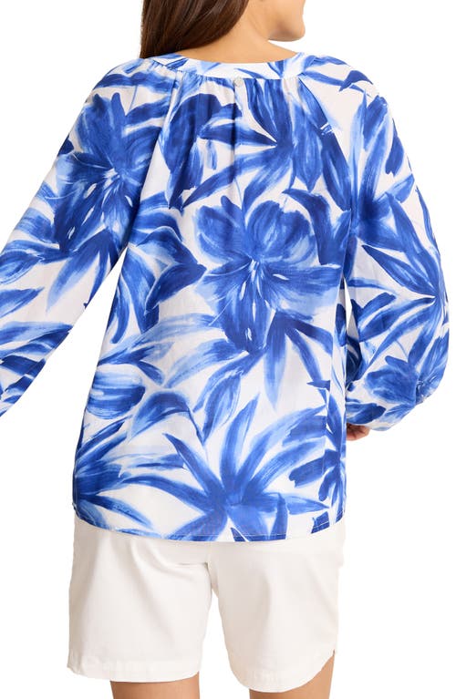 Tommy Bahama Bravo Blooms Cotton & Silk Peasant Top In White