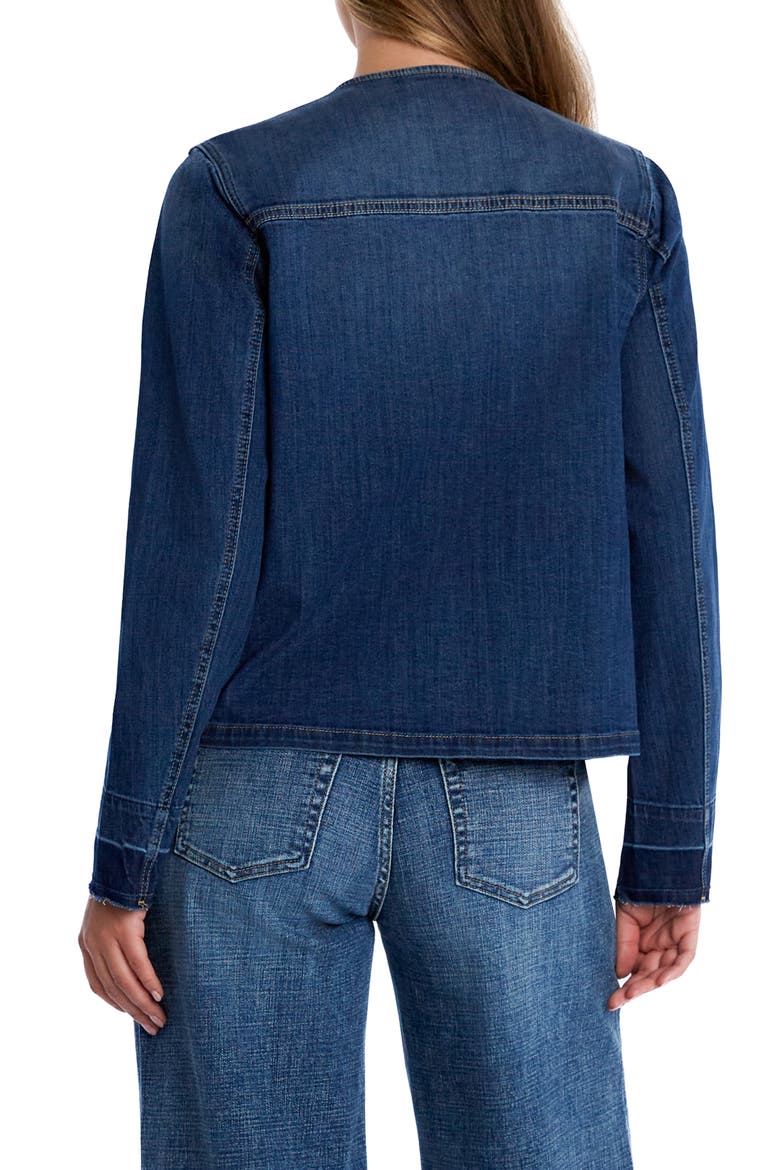 Clara Collarless Denim Jacket, Alternate, color, AHOY BLUE