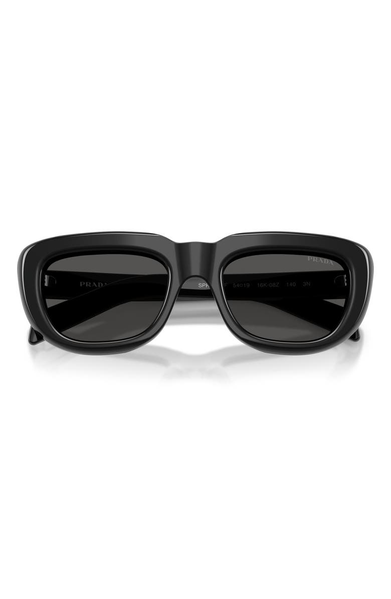 Prada 54mm Rectangular Sunglasses, Alternate, color, Black / Dark Grey