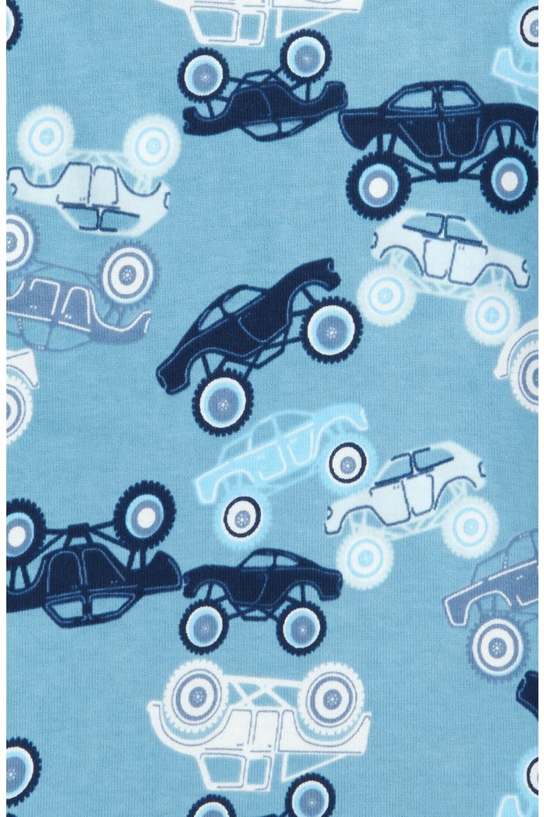 Kids' Glow in the Dark Fitted Two-Piece Pajamas, Alternate, color, BLUE COLONY TRUCKS GLOW