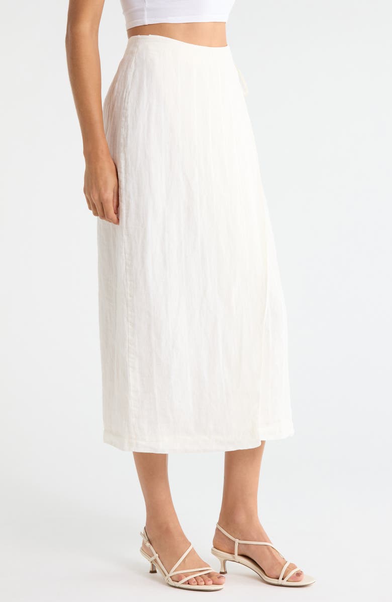 Favorite Daughter The Invisible String Linen Blend Wrap Midi Skirt, Alternate, color, Cream