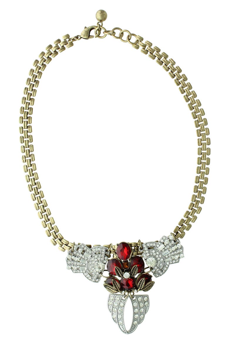Garnet Crystal Collar Necklace, Main, color, GOLD / RED