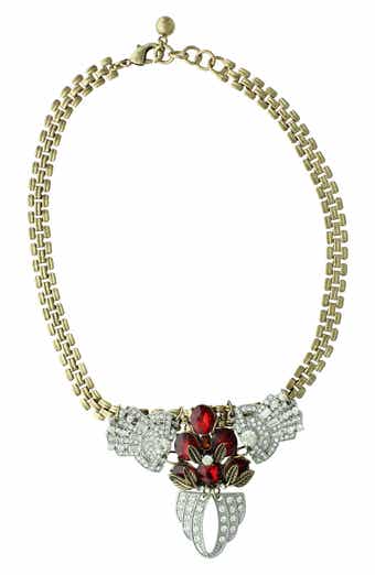 OLIVIA WELLES Garnet Crystal Collar Necklace