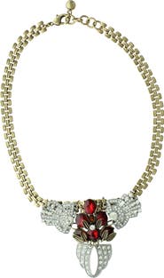 OLIVIA WELLES Garnet Crystal Collar Necklace