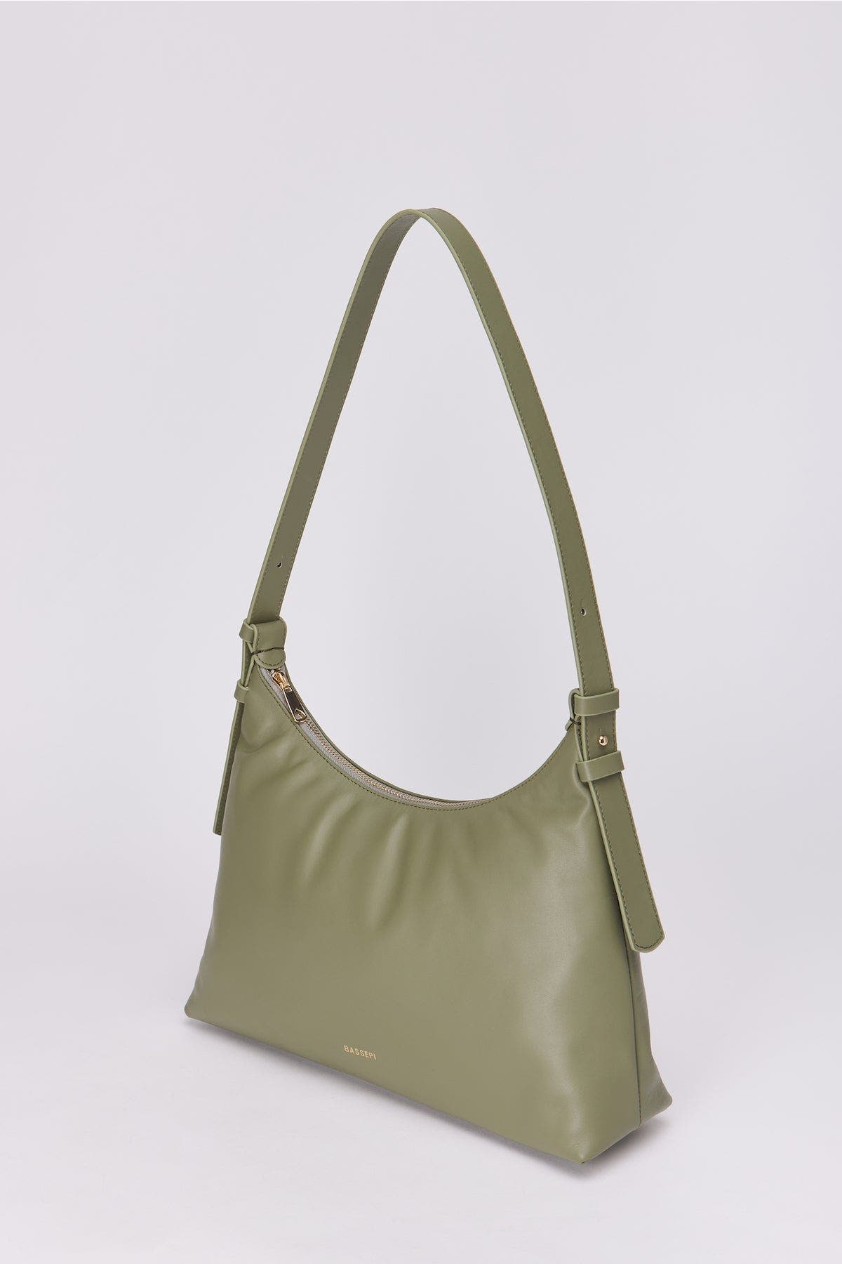 Elena Hobo Bassepi Leather Shoulder Bag, Alternate, color, Olive Green