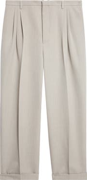 Bottega Veneta Pleated Dry Wool Mélange Toile Trousers