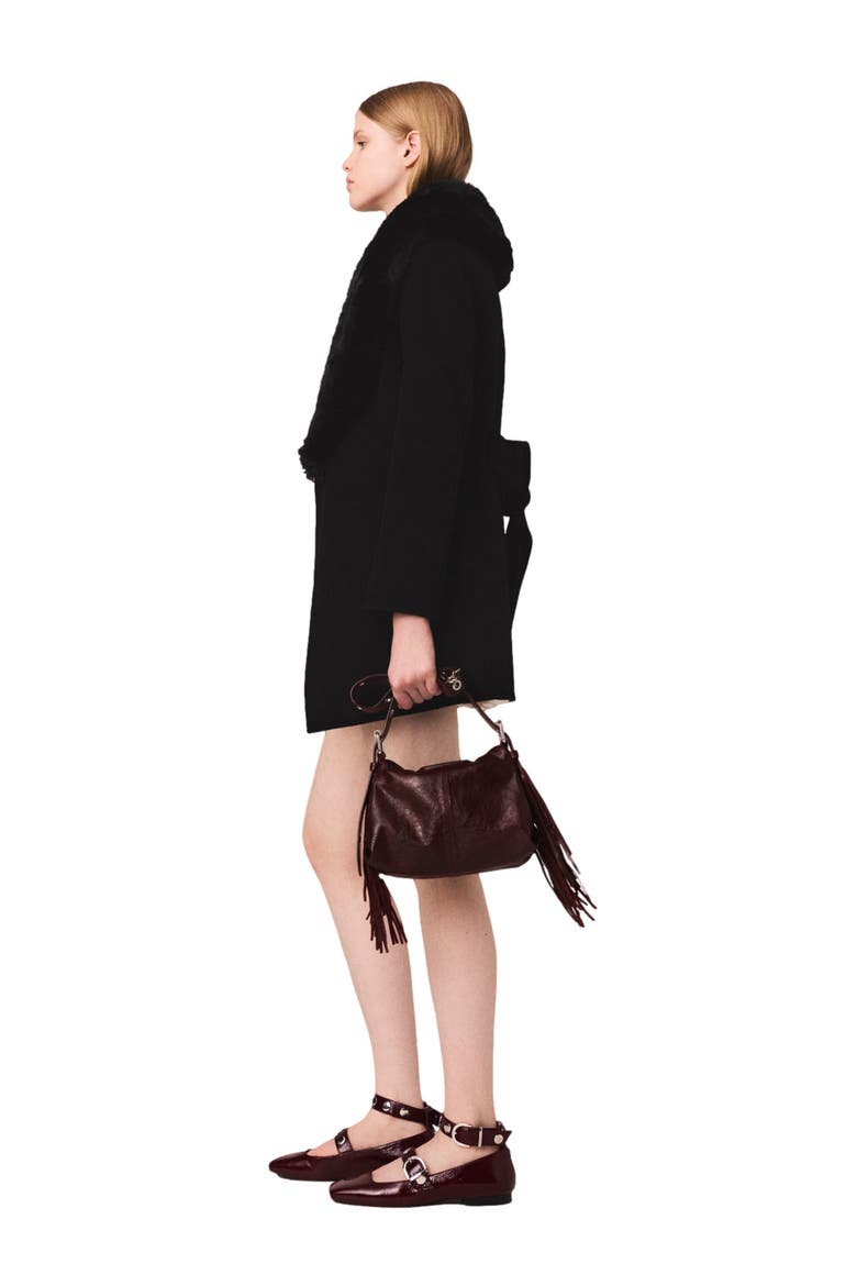 Double-faced mid-length coat, Alternate, color, Black