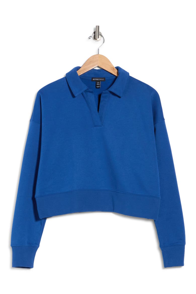Luxfleece Johnny Collar Pullover Sweater, Alternate, color, MARINE BLUE