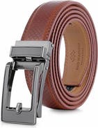 Mio Marino Crosshatch Leather Adjustable Ratchet Belt
