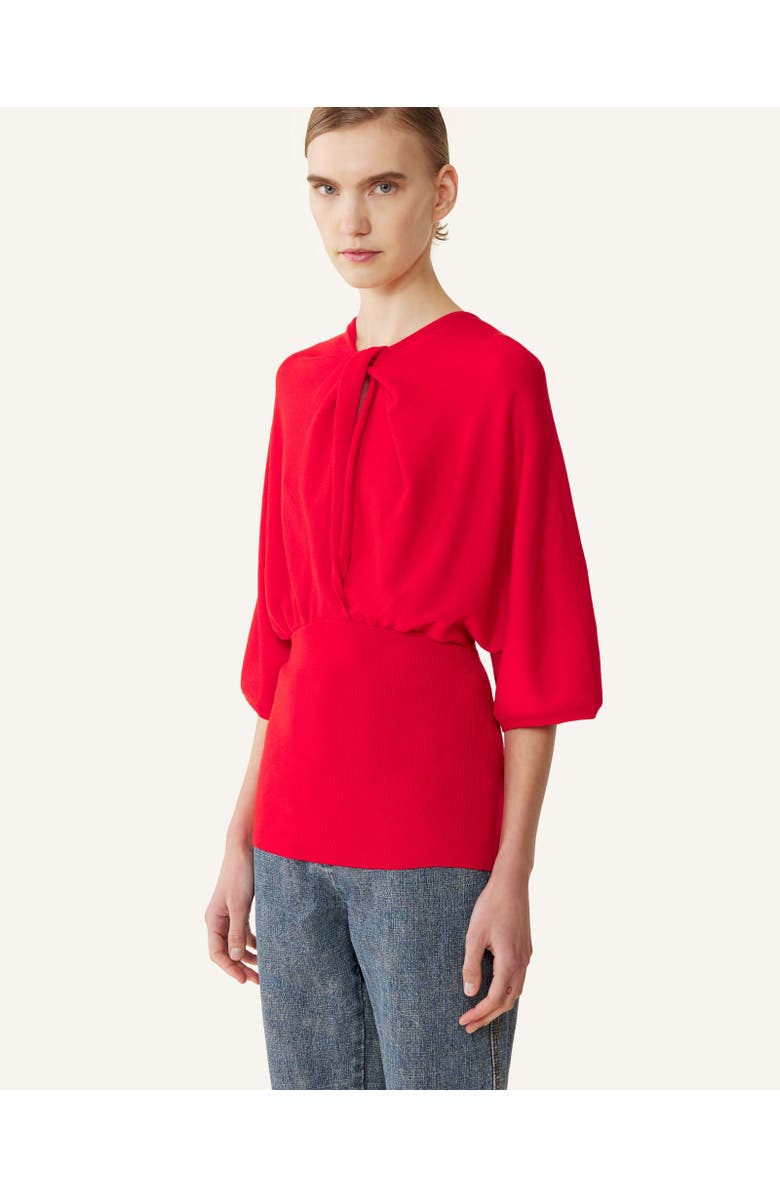 Lanvin Merino Wool Sweater With Bow Detail, Alternate, color, Poppy Red
