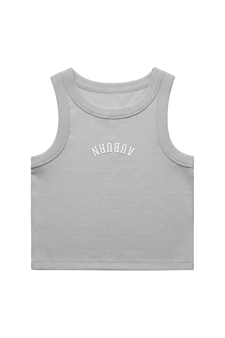 Women's Uscape Apparel Gray Auburn Tigers Upside Down Embroidery Ribbed Cropped Tank Top, Alternate, color, Gray