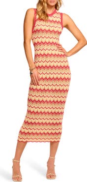 Ramy Brook Declan Metallic Chevron Stripe Cotton Blend Sweater Dress