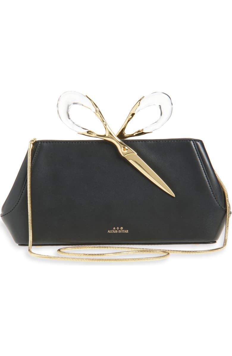 Alexis Bittar The Scissor Leather Clutch, Alternate, color, Black