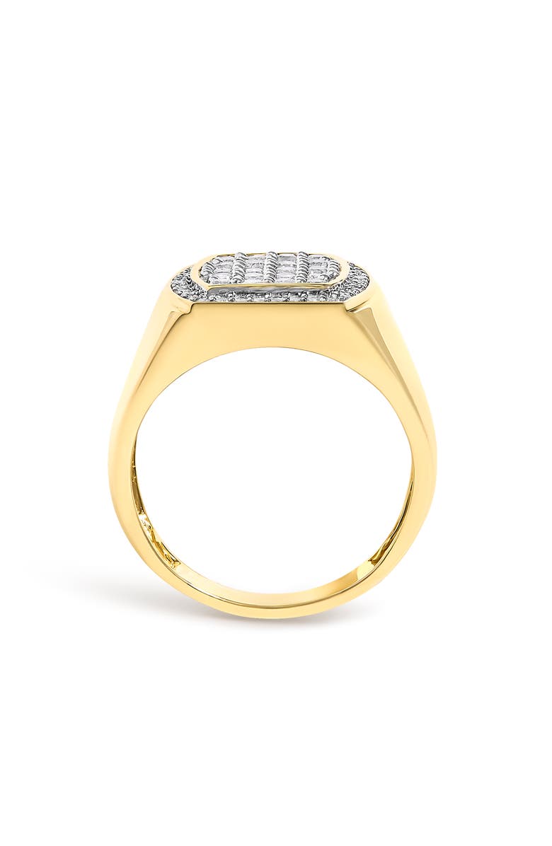 Haus of Brilliance Men's 14K Yellow Gold Plated Sterling Silver 3/4 Cttw Diamond Cushion Head and Halo Band Ring, Alternate, color, Yellow Gold Over Silver