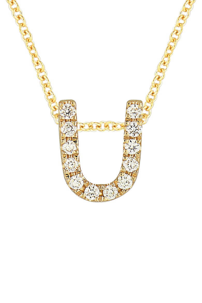 18k Gold Pavé Diamond Initial Pendant Necklace, Alternate, color, 18K YELLOW GOLD - U