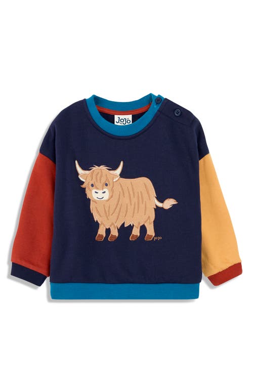 JOJO MAMAN BÉBÉ JOJO MAMAN BEBE HIGHLAND COW APPLIQUÉ SWEATSHIRT & JOGGERS SET