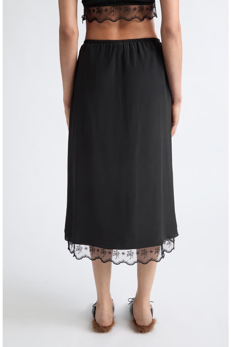 Lace Trim Crêpe de Chine Negligee Skirt, Alternate, color, BLACK