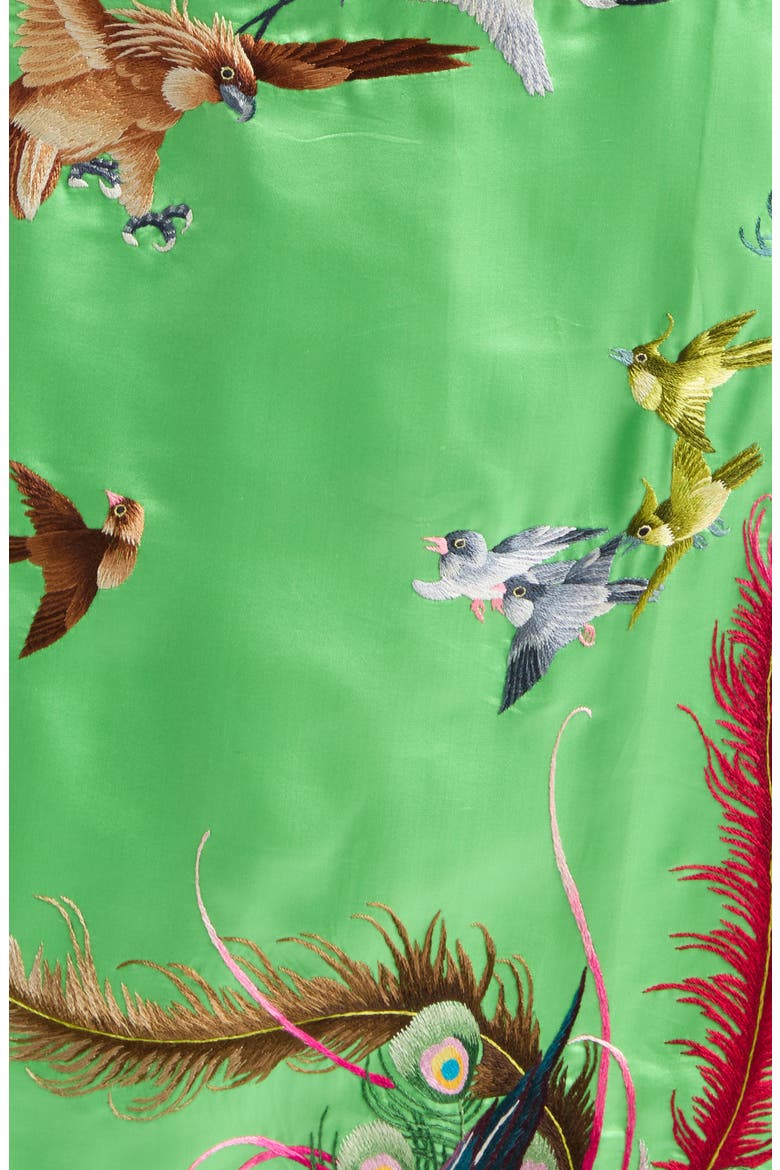 Demi-Couture Reconstituted Embroidered Silk Wrap Skirt, Alternate, color, GREEN