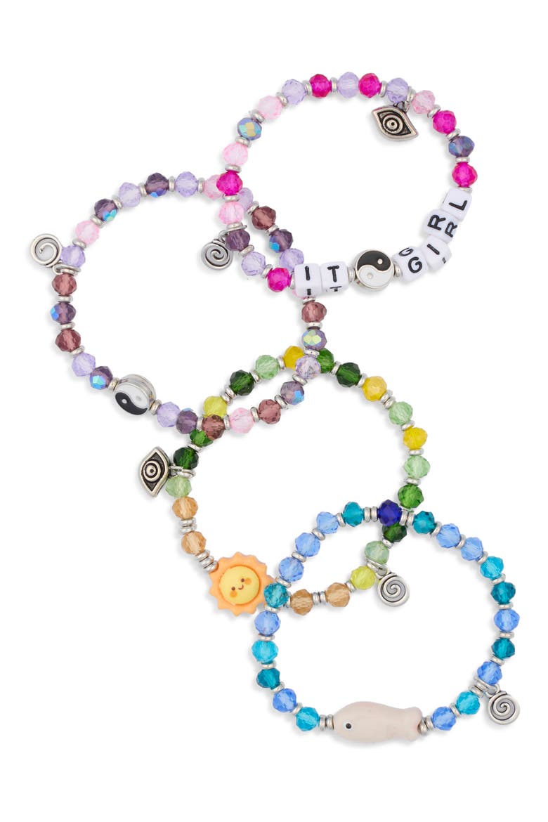 It Girl Set of 4 Beaded Stretch Bracelets, Main, color, MULTI