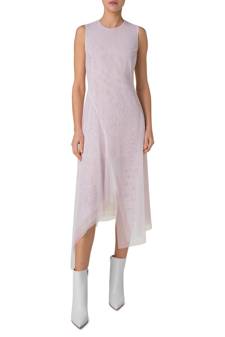 Sleeveless Technical Tulle Dress, Main, color, BLUSH