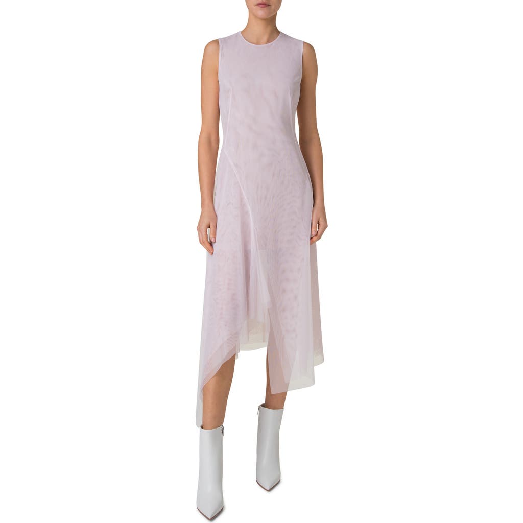 Akris Double Layer Techno Tulle Midi Dress In Blush