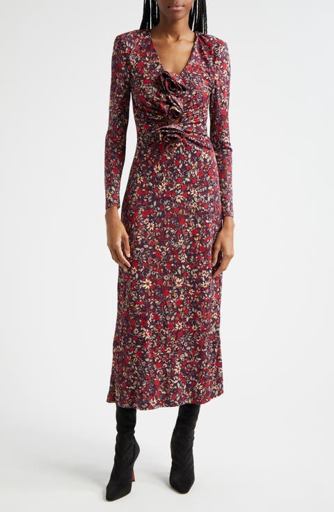 Floral Bracelet Sleeve Jersey Dress