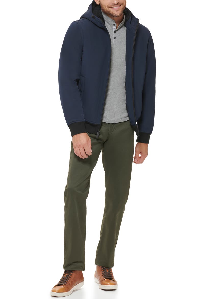 Softshell Faux Shearling Lined Hoodie, Alternate, color, NAVY