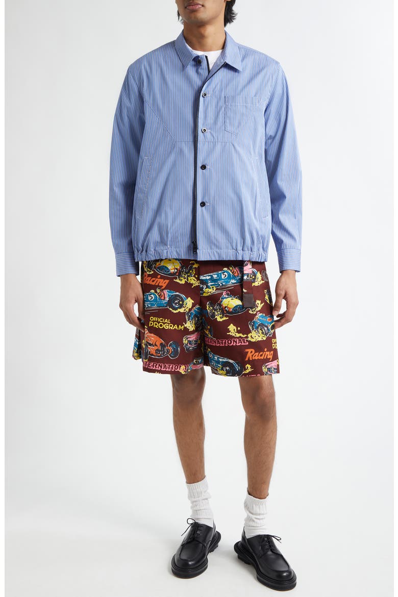 Sacai Stripe Cotton Poplin Shirt Jacket (Men) | Nordstrom