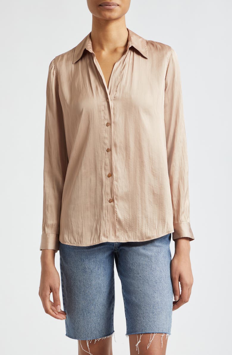 L'AGENCE Nina Crinkle Satin Shirt, Main, color, 