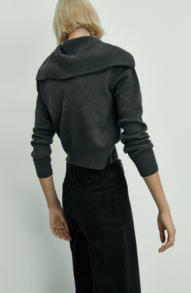 MANGO Catherin Raw Hem High Waist Wide Leg Culotte Jeans, Alternate, color, Black Denim