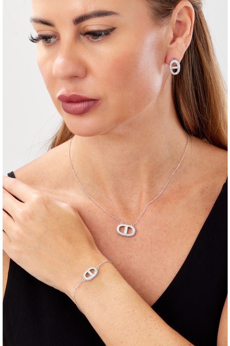 Cubic Zirconia Chain Link Bracelet, Alternate, color, WHITE