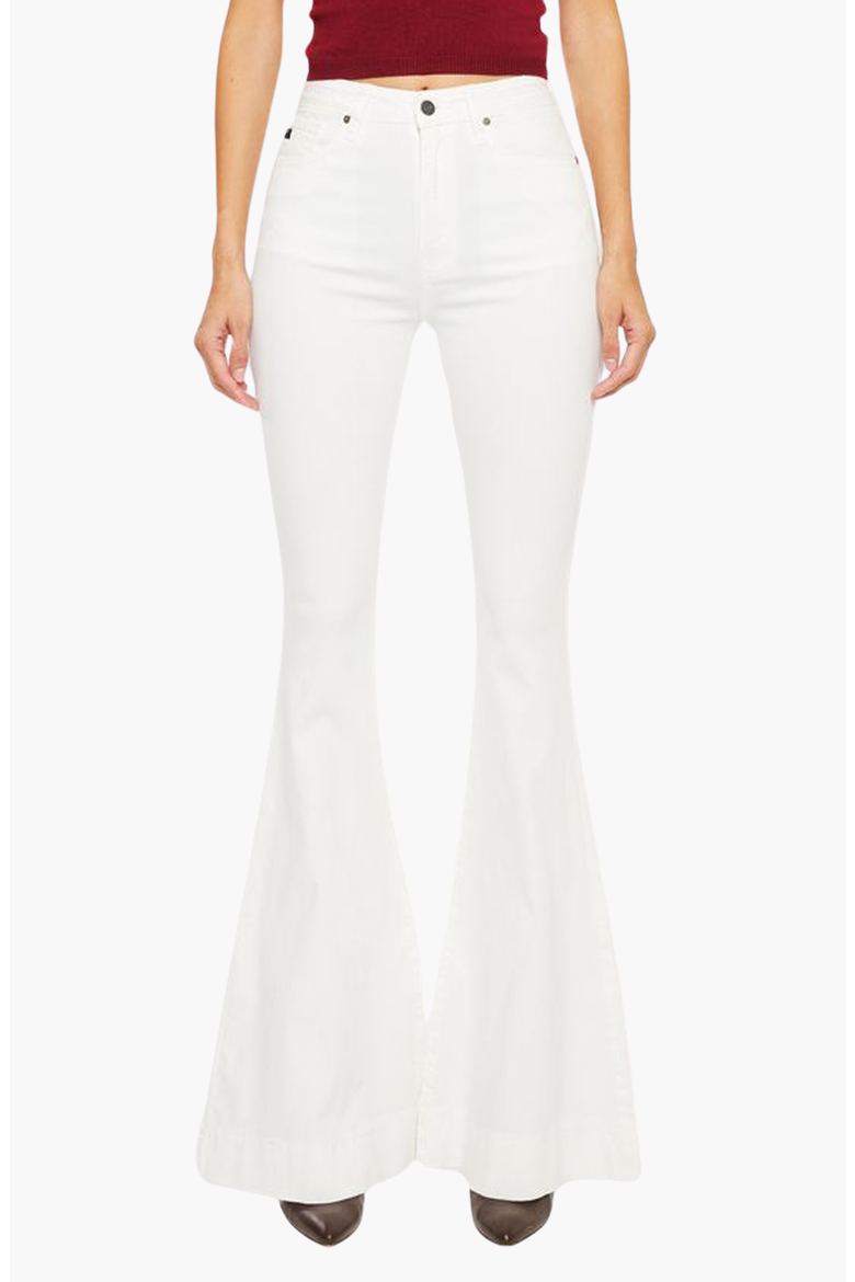 Braelynn Essentials High Rise Super Flare Jeans, Main, color, White