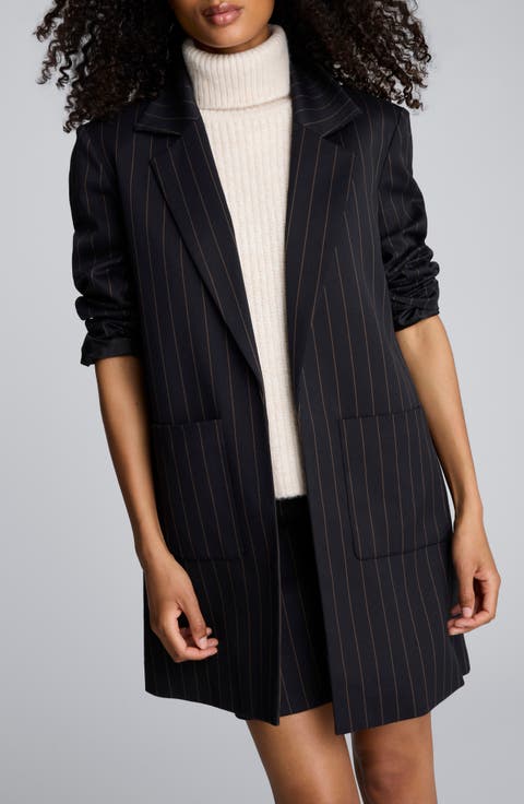 Pinstripe Open Front Jacket
