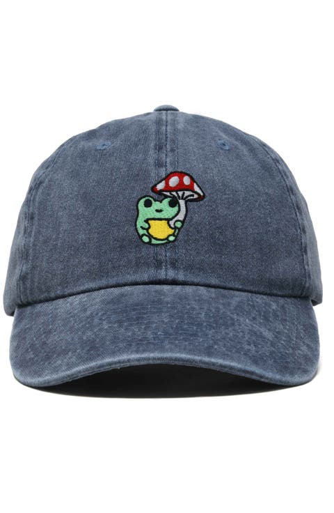 Mushroom Frog Embroidered Hat