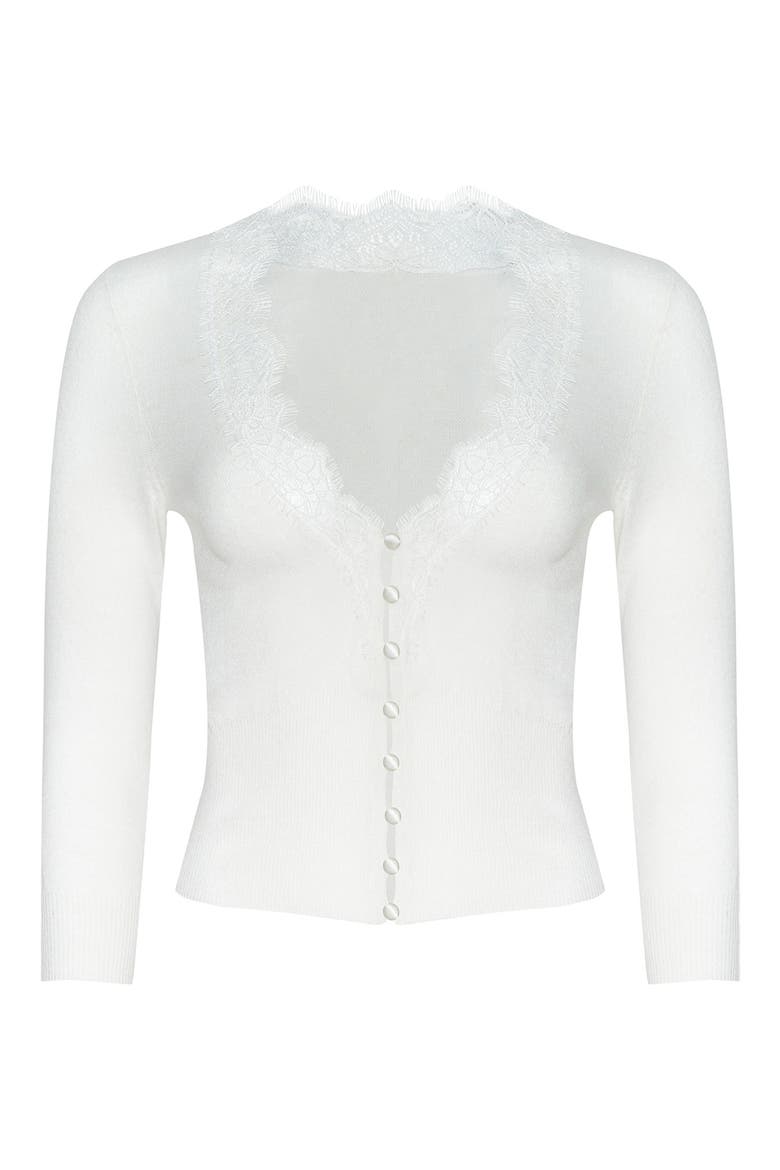 Eluna Lace Detail Cardigan, Alternate, color, IVORY