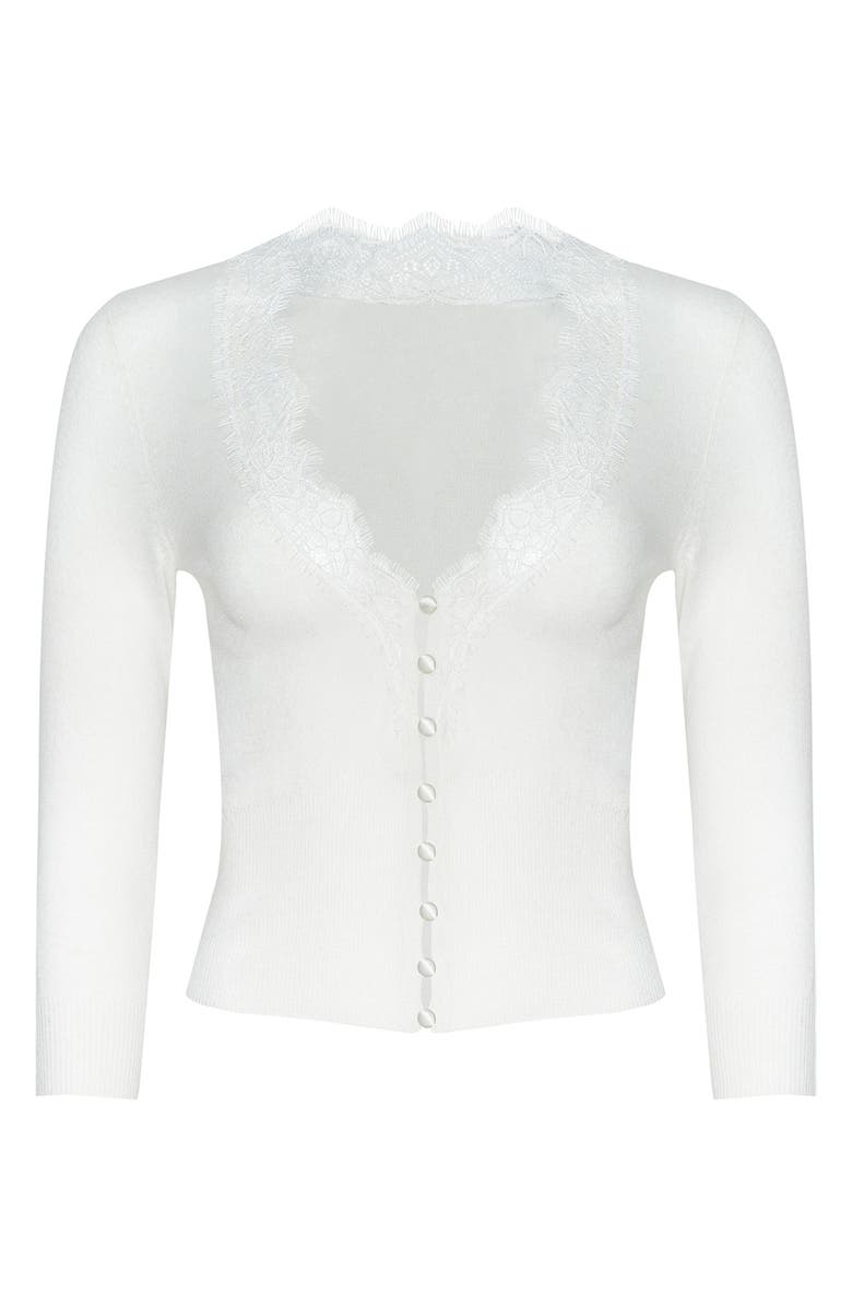 L'AGENCE Eluna Lace Detail Cardigan, Alternate, color, 
