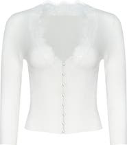 L'AGENCE Eluna Lace Detail Cardigan