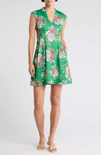 Vince Camuto Floral Scuba Knit Fit & Flare Dress