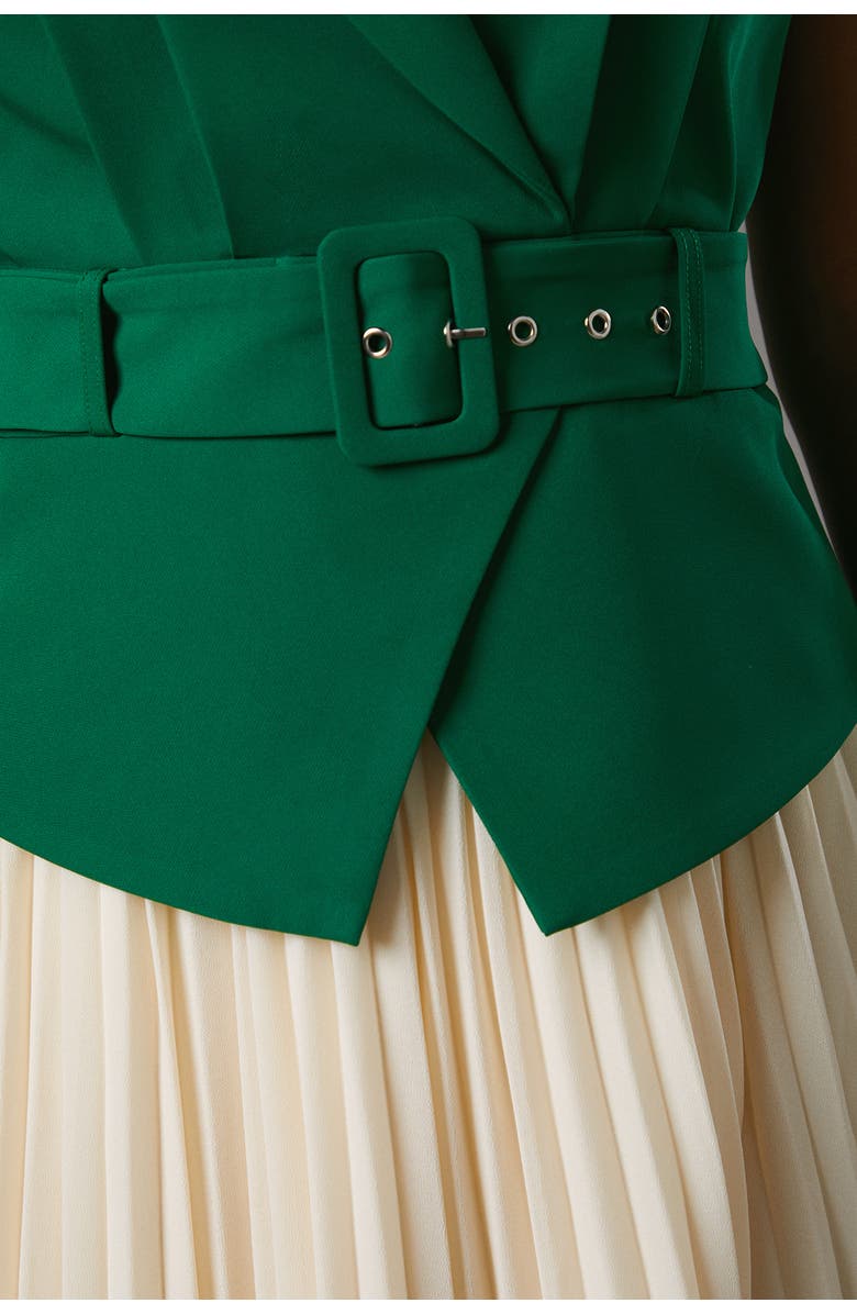 Coast Sleeveless Crepe Pleated Midi Dress, Alternate, color, Green