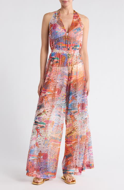 Halter Sleeveless Wide Leg Jumpsuit