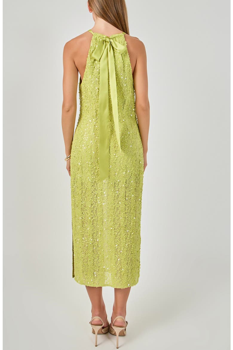 Sequin Halter Maxi Dress, Alternate, color, AVOCADO